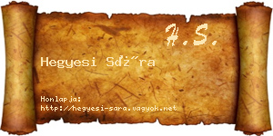 Hegyesi Sára névjegykártya